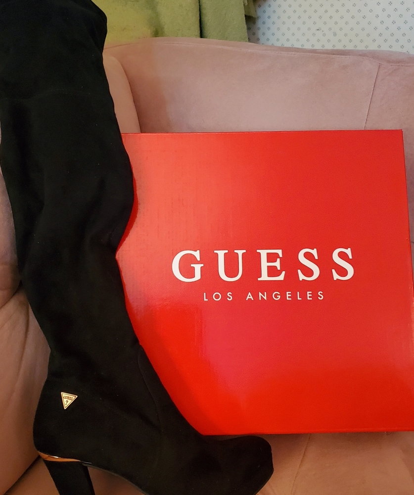 GUESS black suede over the knee boots